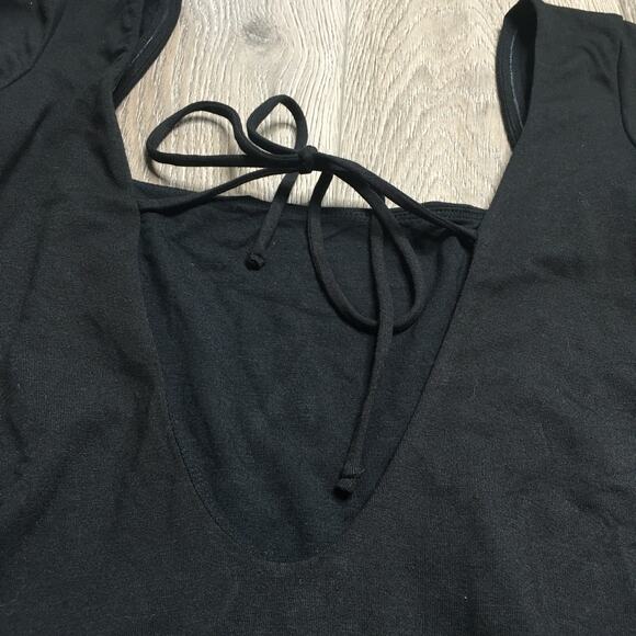 NWT Oh Polly Hope Modal Square Neck Long Sleeve Mini Dress Open Back Black L - Picture 7 of 11